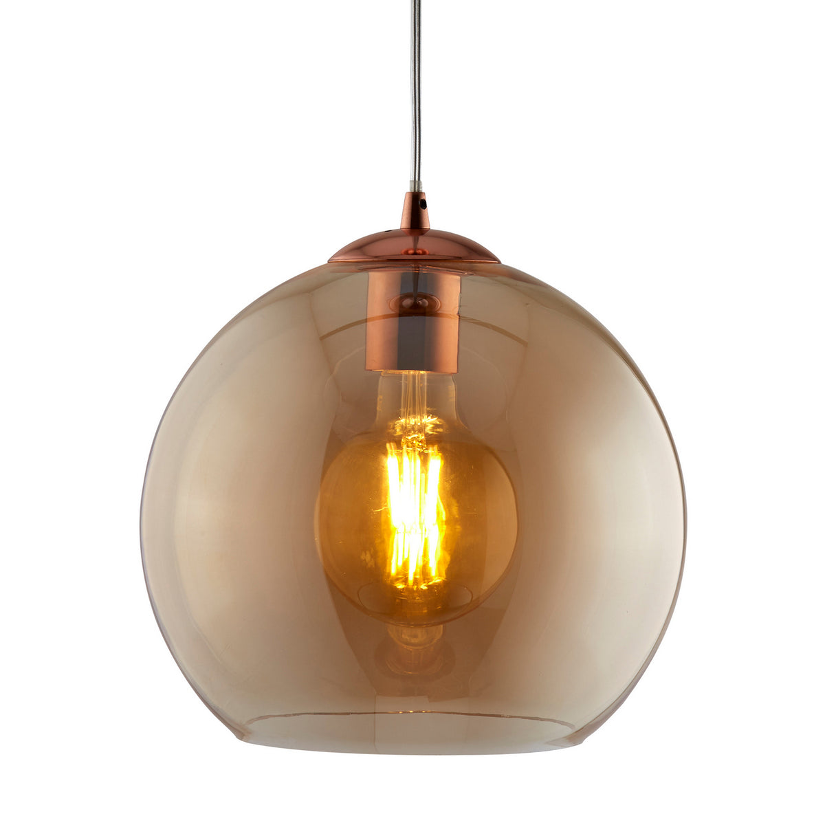 Balls 30cm Antique Brass Amber Glass Pendant Light