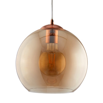 Balls 30cm Antique Brass Amber Glass Pendant Light