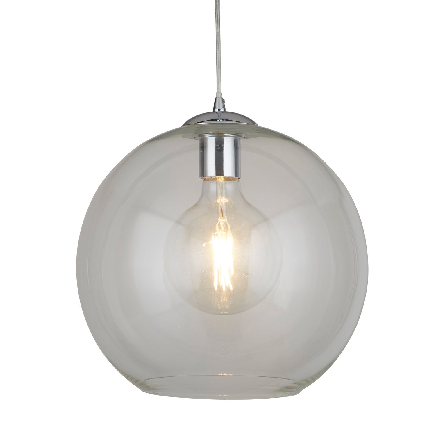 Balls 30cm Chrome Transparent Glass Shade Pendant Light