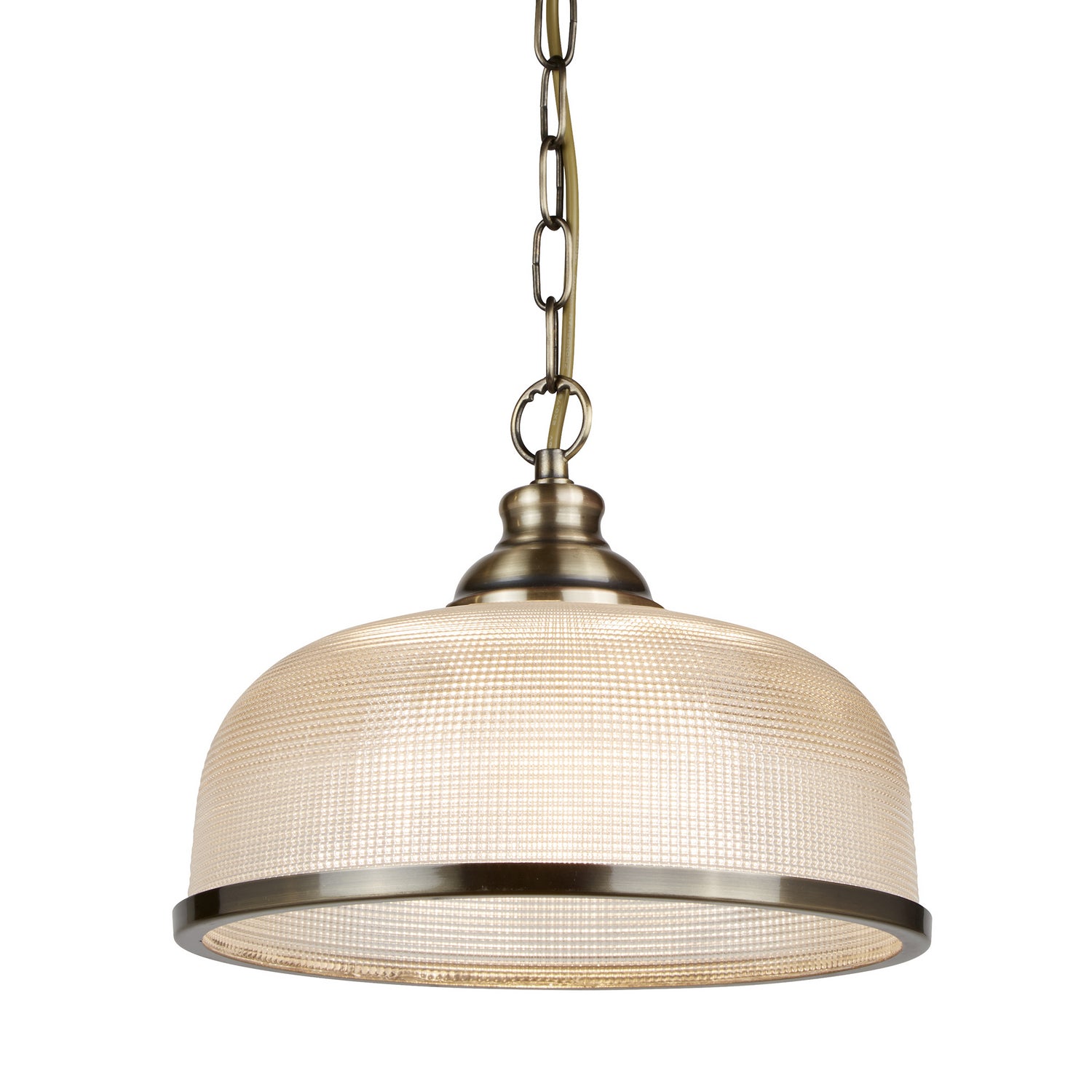 Bistro II Brass Halophane Glass Shade Pendant Light