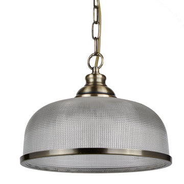 Bistro II Brass Halophane Glass Shade Pendant Light