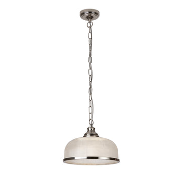 Bistro II Satin Silver Halophane Glass Shade Pendant Light