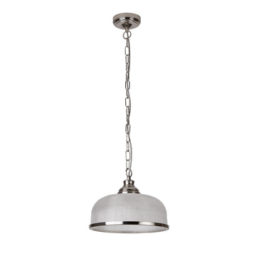 Bistro II Satin Silver Halophane Glass Shade Pendant Light
