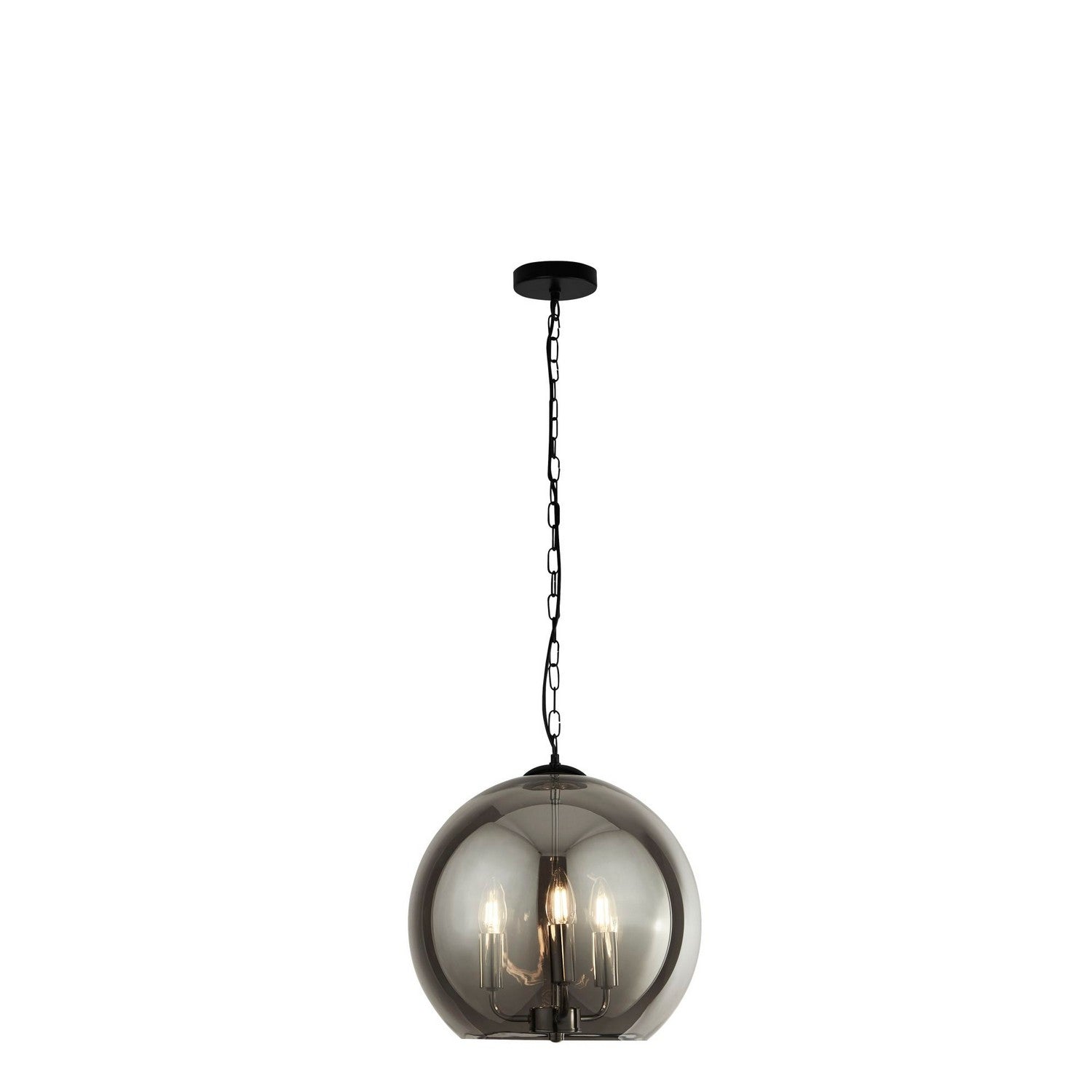 3 Lights Chrome Smoked Glass Ball Pendant