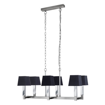 Buckingham 6 Light Pendant SS & Cc With Black Shade