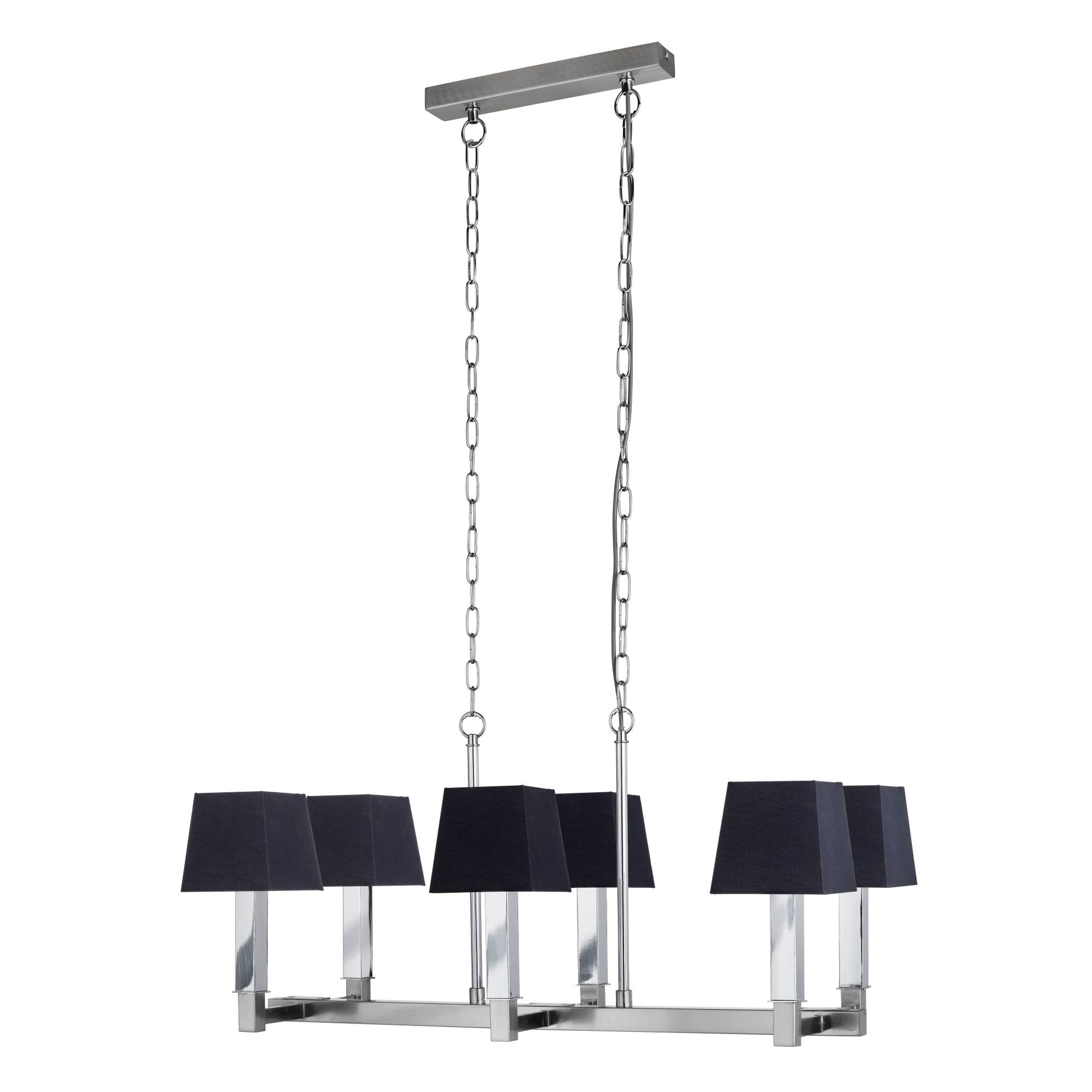 Buckingham 6 Light Pendant SS & Cc With Black Shade