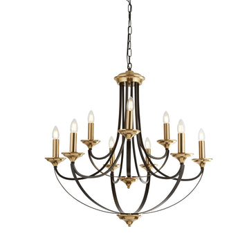 Belfry 9 Light Pendant Dark Bronze & Brown