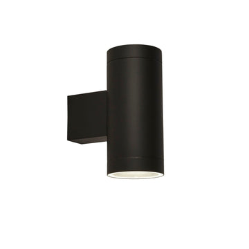 2 Light Black Outdoor Porch Up & Down Wall Light With Dusk Till Dawn Sensor