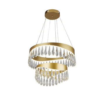 Jewel LED 2 Tier Ceiling Pendant Gold and Crystal