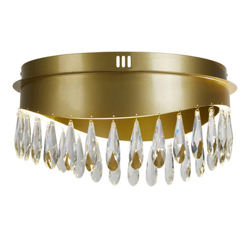 Jewel LED Flush Ceiling Light Gold and Crystal