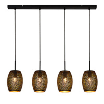 4 Light Black Laser Cut Metal Bar Pendant