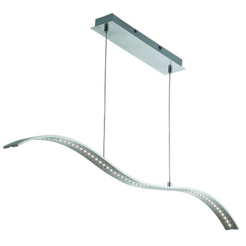 Satin Silver LED Wavy Bar Light With Clear Glass