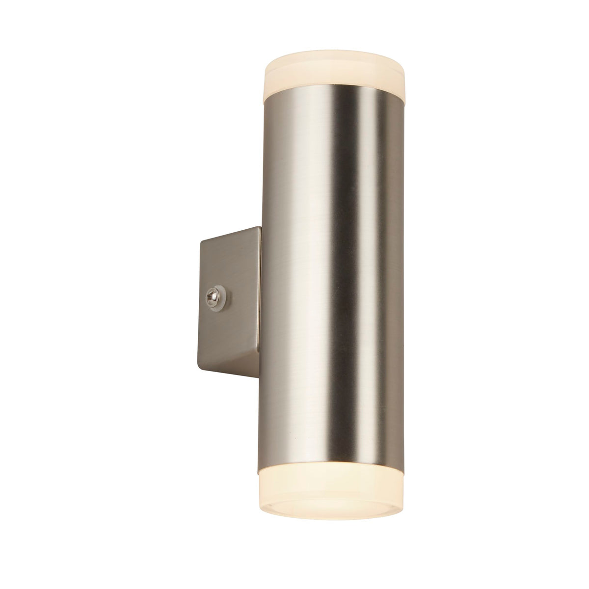 LED Outdoor 2 Light Satin Silver & Glass Wall Light