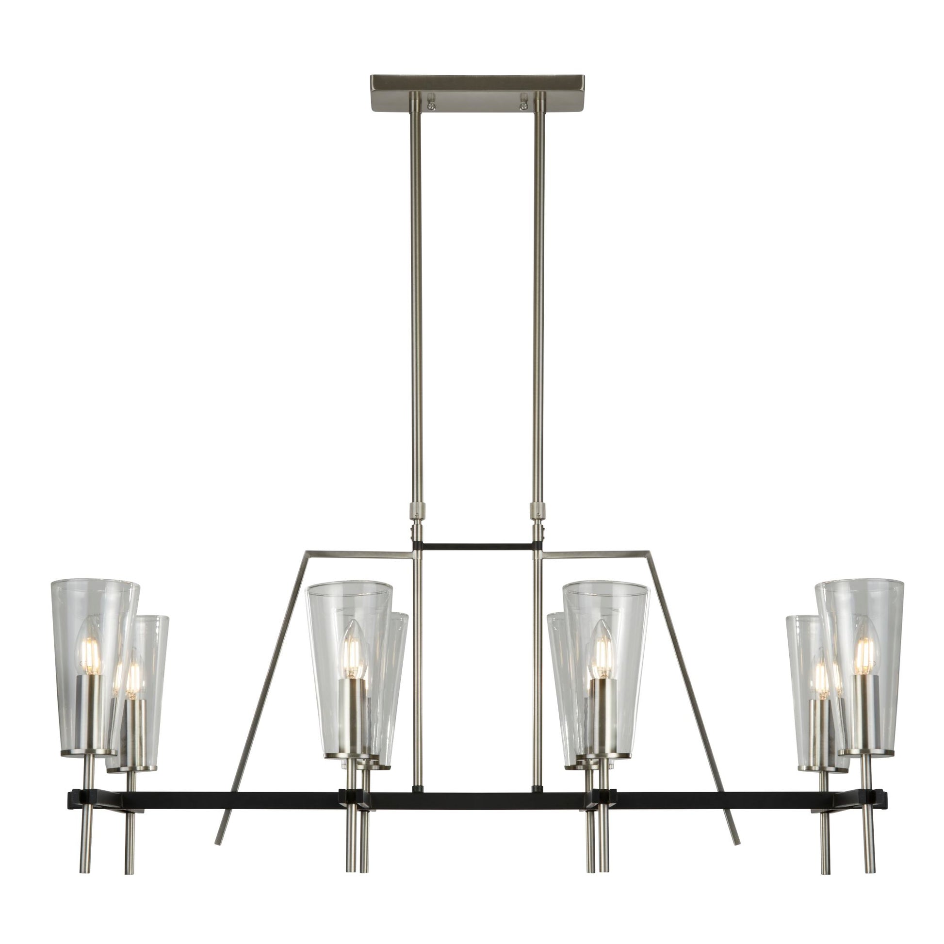 Searchlight Danika Swing 8 Light Pendant Satin Silver/Black Detail