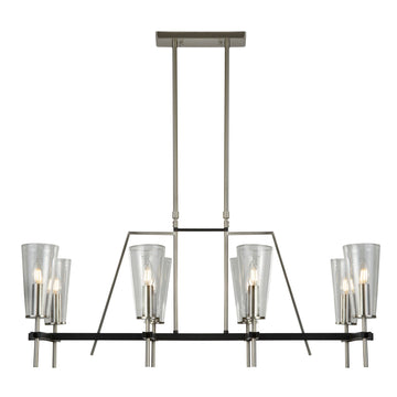 Searchlight Danika Swing 8 Light Pendant Satin Silver/Black Detail