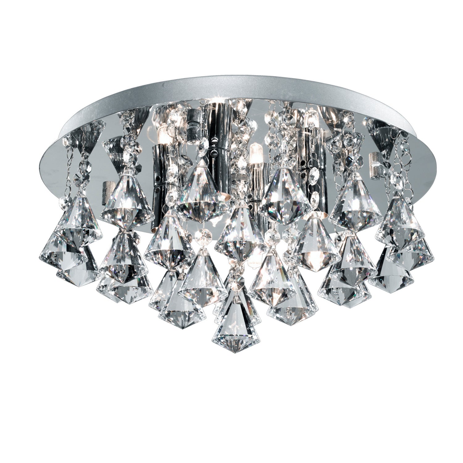 Hanna Bathroom 4 Lights Ceiling Flush Pyramid Crystal Drops Chrome
