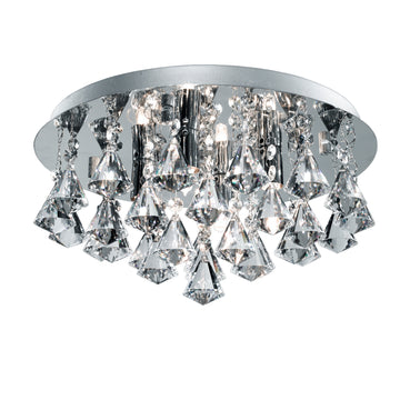 Hanna Bathroom 4 Lights Ceiling Flush Pyramid Crystal Drops Chrome