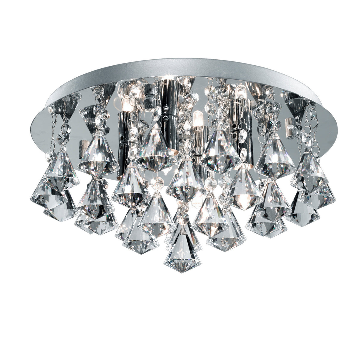 Hanna Bathroom 4 Lights Ceiling Flush Pyramid Crystal Drops Chrome