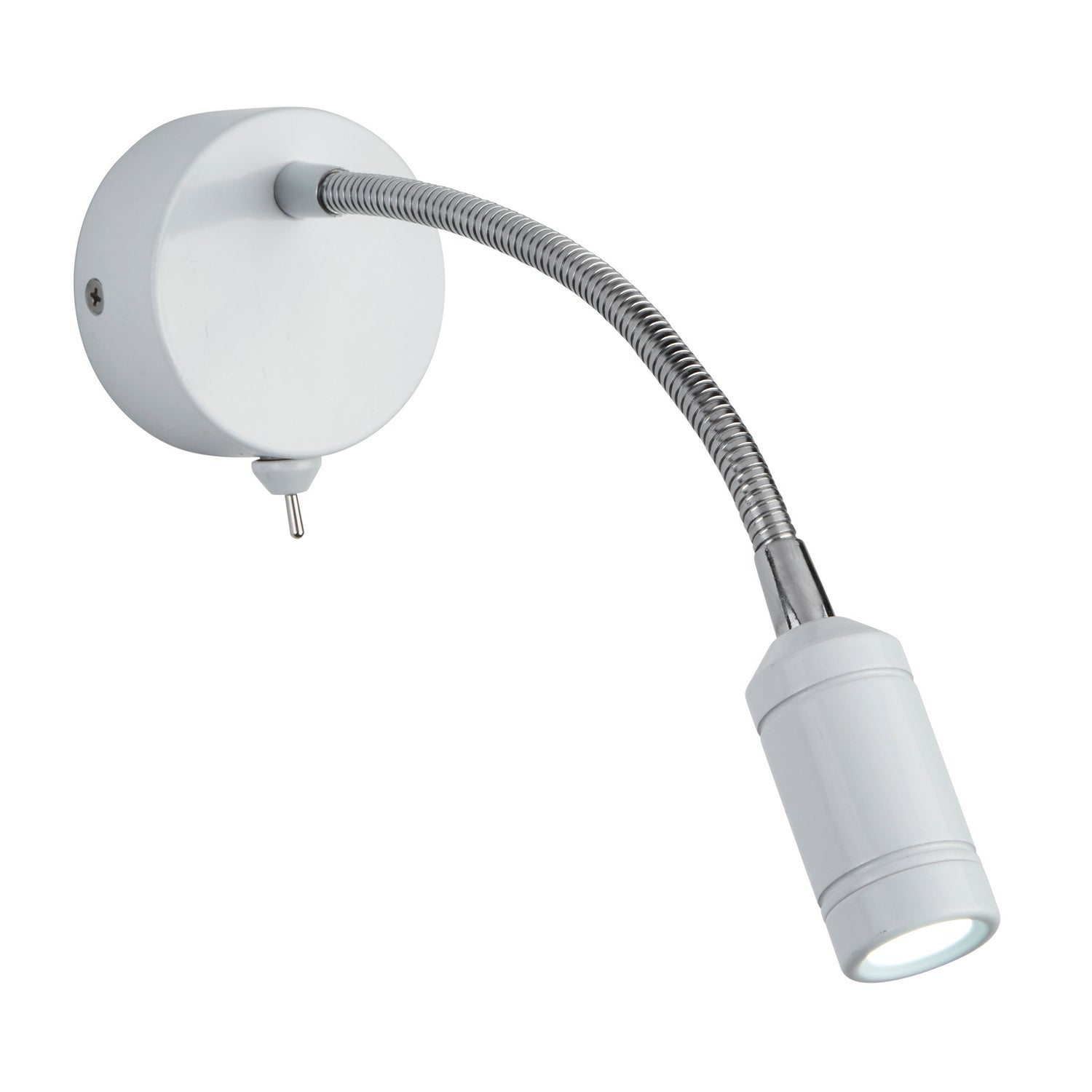 LED White Head & Body Chrome Adjustable Flexi Arm Wall Reading Light