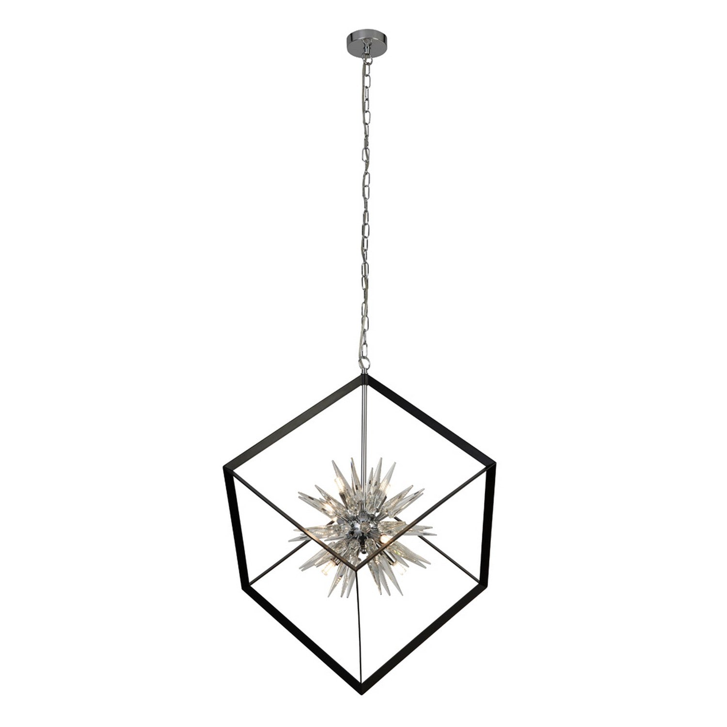 Stellar 6 Light Black Metal Crystal Glass Ceiling Pendant