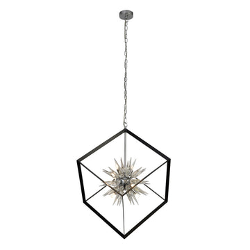 Stellar 6 Light Black Metal Crystal Glass Ceiling Pendant