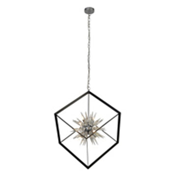 Stellar 6 Light Black Metal Crystal Glass Ceiling Pendant