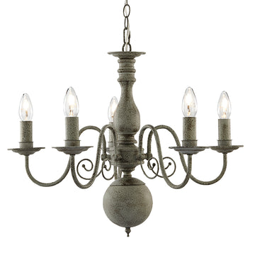 Greythorne 5 Light Textured Grey Metal Chandelier