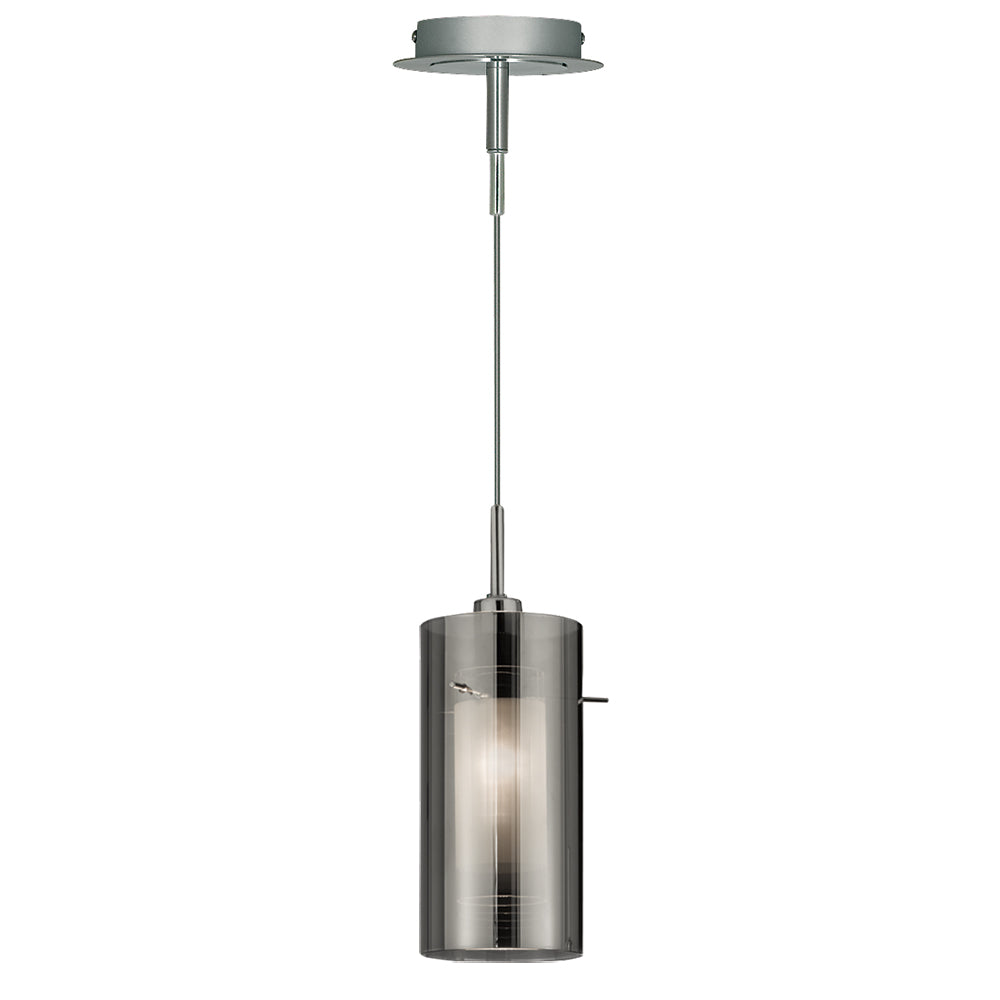 Duo 2 Chrome Smoked Glass & Frosted Inner Pendant Light