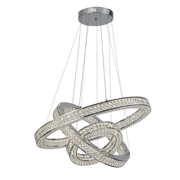 Bands 3 Light LED Ceiling Pendant Chrome and Crystal