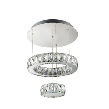 Modern 2 Tier LED Semi Flush Ceiling Pendant Light Clear Glass