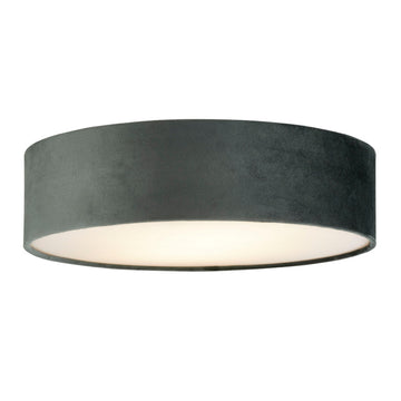 Drum 2 2 Light Flush Ceiling Light Grey Velvet Shade