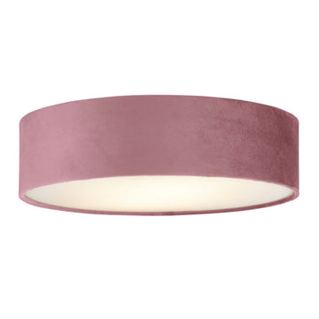 Drum 2 2 Light Flush Ceiling Light Pink Velvet Shade