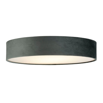 Drum 2 3 Light Flush Ceiling Light Grey Velvet Shade