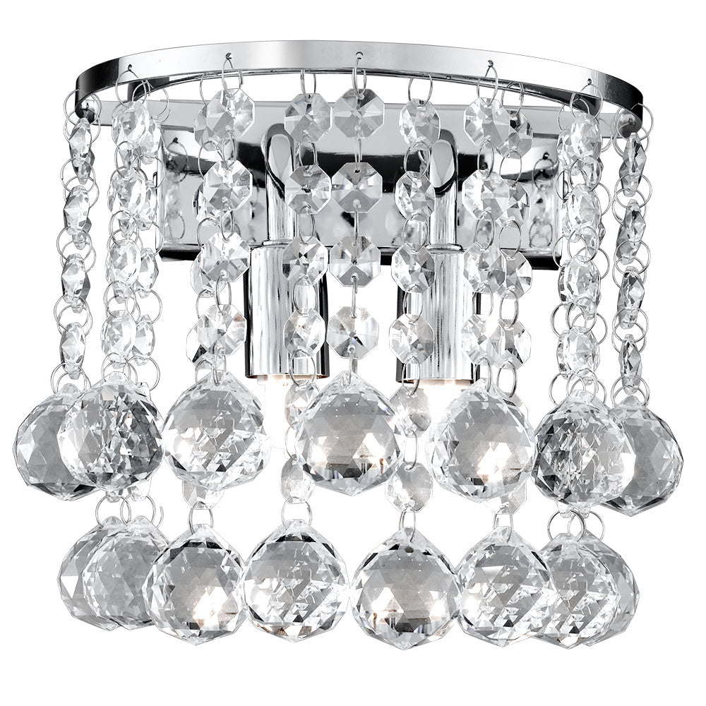 Hanna 2 Lights Chrome Crystal Ball Wall Fitting Bracket Light