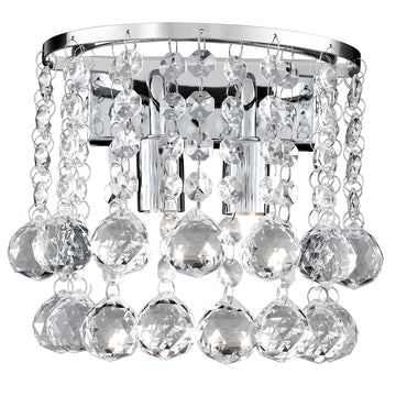 Hanna 2 Lights Chrome Crystal Ball Wall Fitting Bracket Light