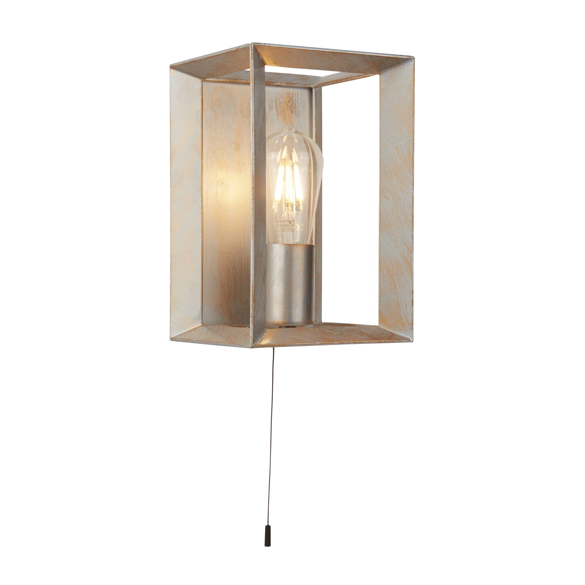 Heaton 1 Light Wall Light Brushed Silver Gold Finish