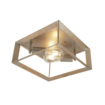 Heaton 2 Light Ceiling Light Brushed Silver Gold Finish