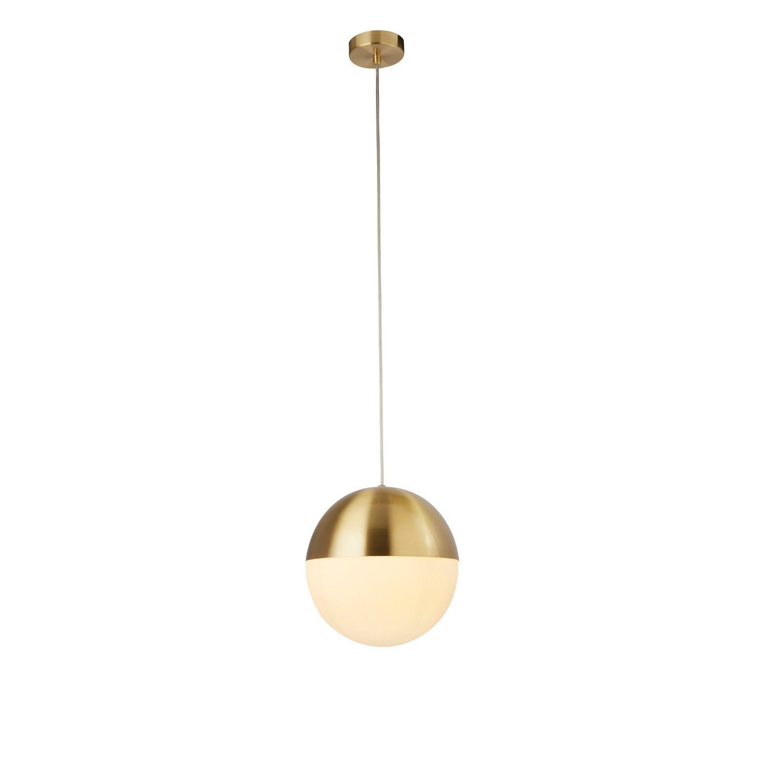 25cm Satin Brass With Opal Glass Ball Shade Pendant