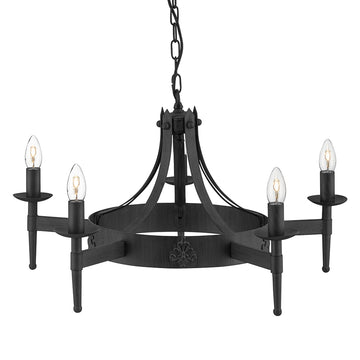 Cartwheel II 5 Lights Matt Black Pendant Chandelier