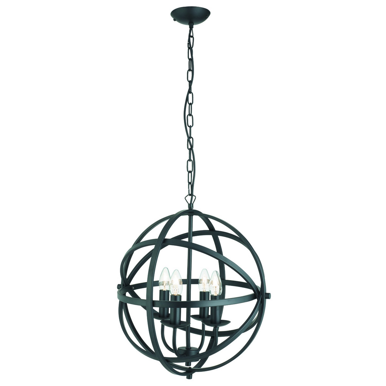 Orbit  4 Light Matt Black Spherical Pendant
