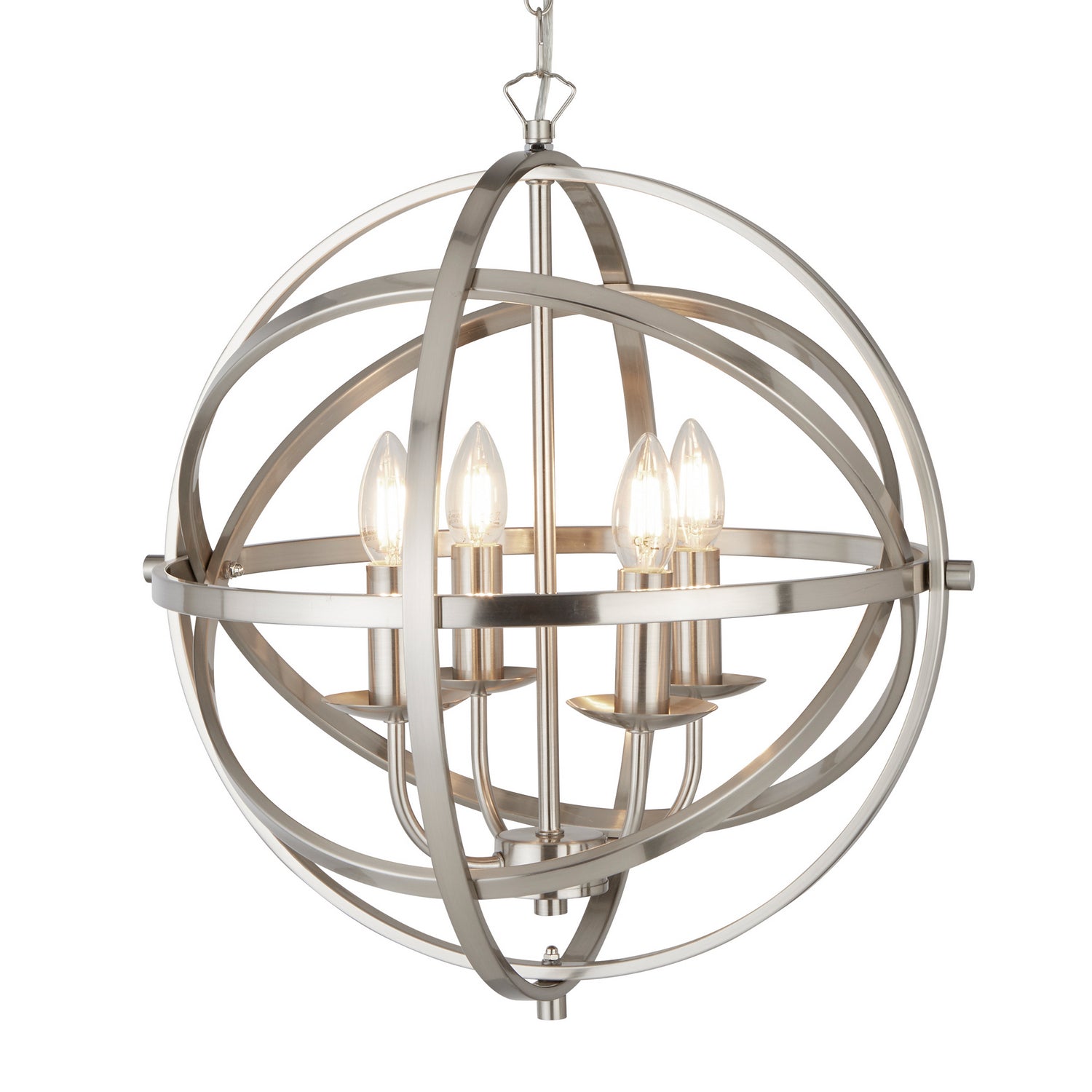 Orbit  4 Light Satin Silver Spherical Pendant