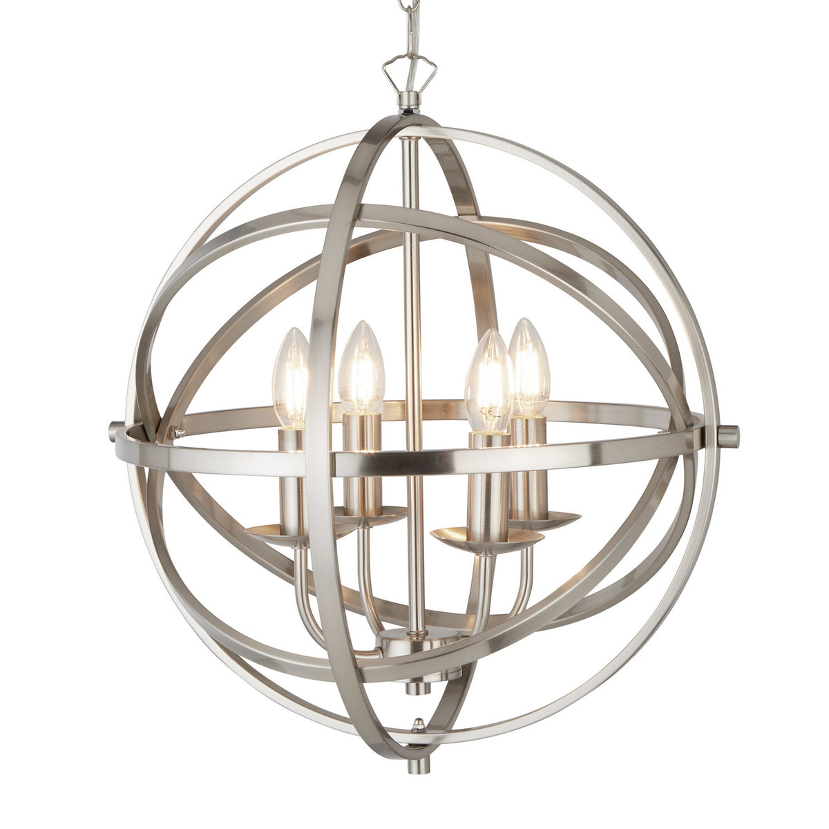 Orbit  4 Light Satin Silver Spherical Pendant