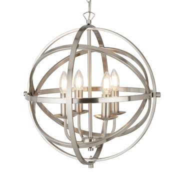Orbit  4 Light Satin Silver Spherical Pendant