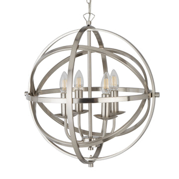 Orbit  4 Light Satin Silver Spherical Pendant