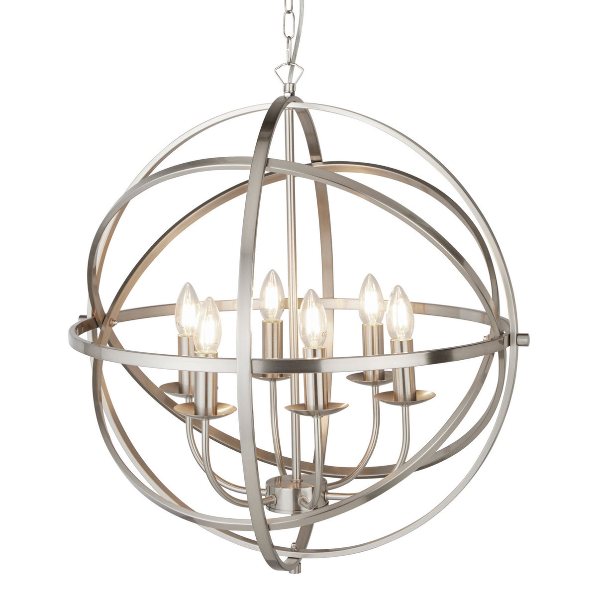 Orbit Satin Silver 6 Light Spherical Pendant Light