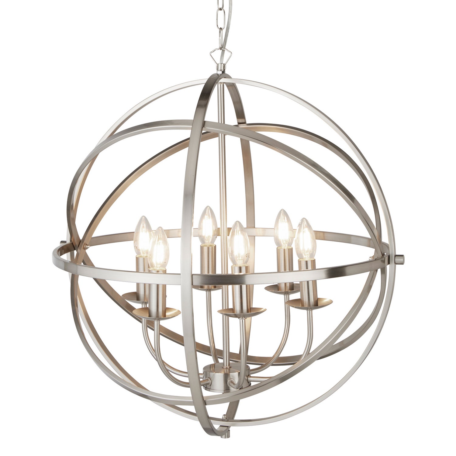 Orbit Satin Silver 6 Light Spherical Pendant Light