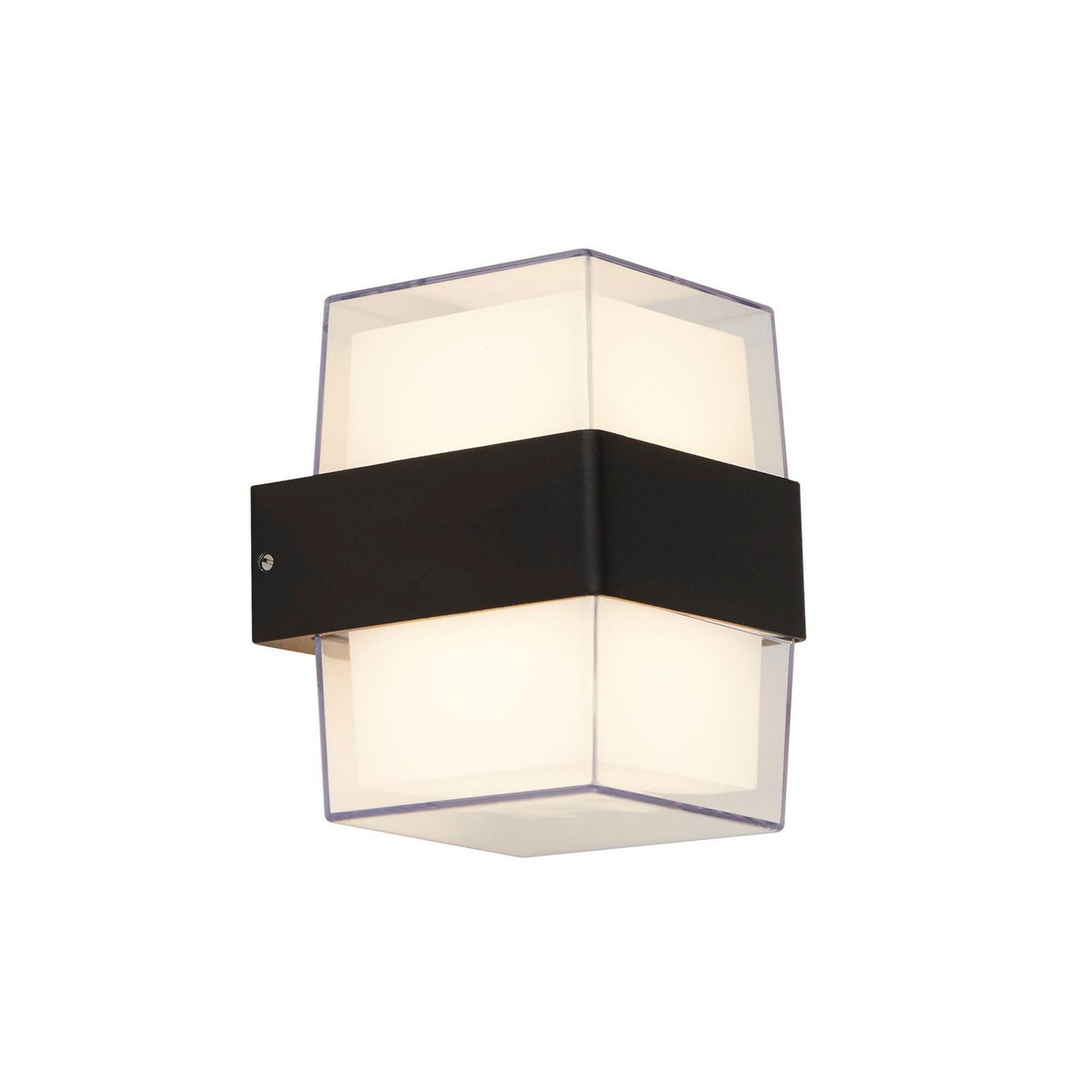 2 Light LED Black & Opal Outdoor Up/Down Lighter Wall Light