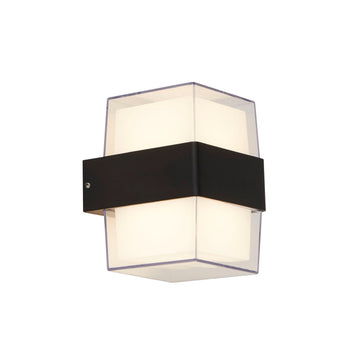 2 Light LED Black & Opal Outdoor Up/Down Lighter Wall Light