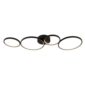 4 Lights LED Rings Matt Black Ceiling Flush