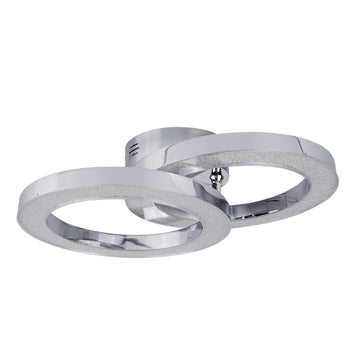 Rings 2 Light Crushed Ice Effect Rings Chrome Ceiling Flush Lighting